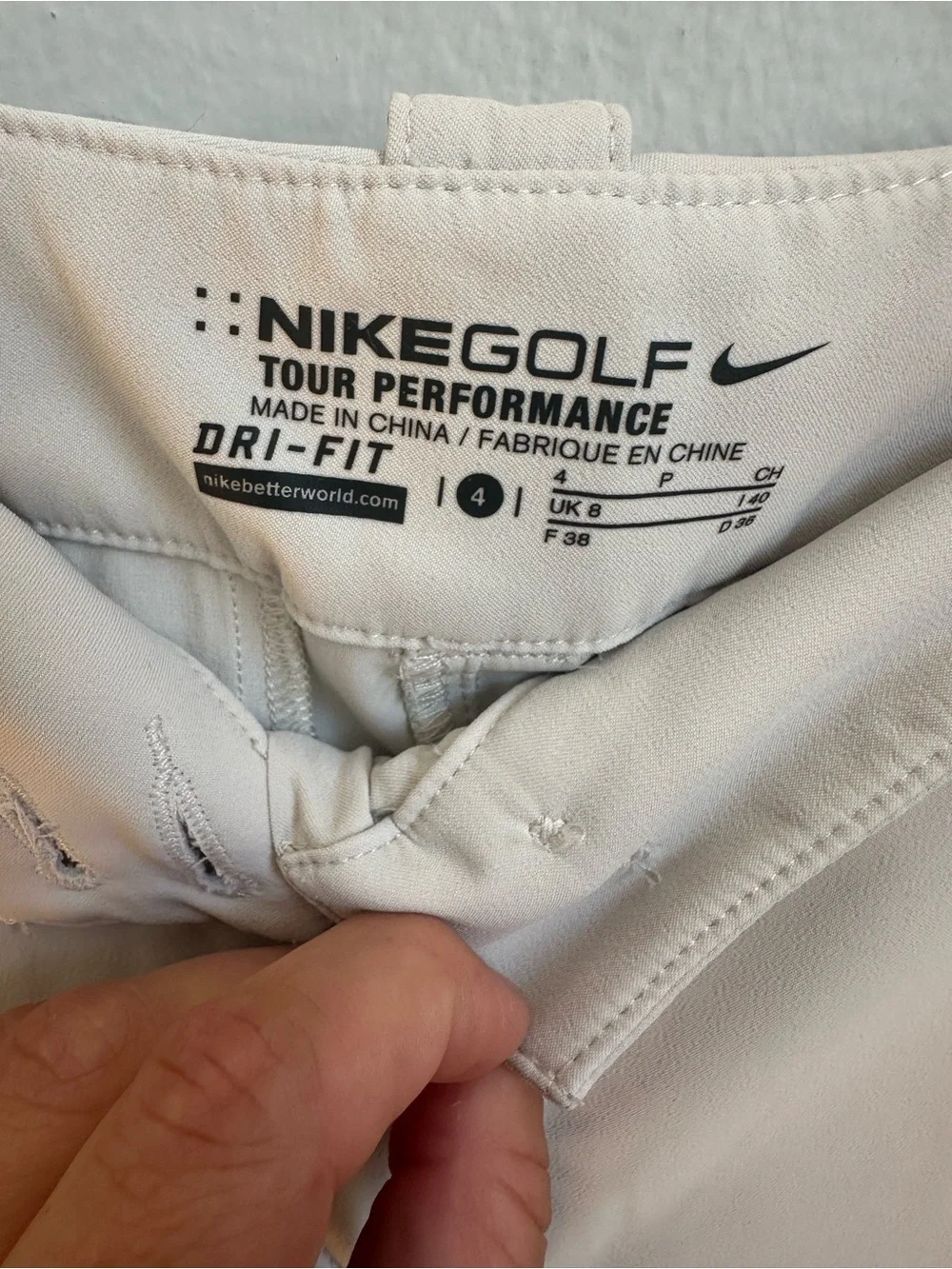 Nike Golf Tour Performance Dri-FIT Shorts White Size 4